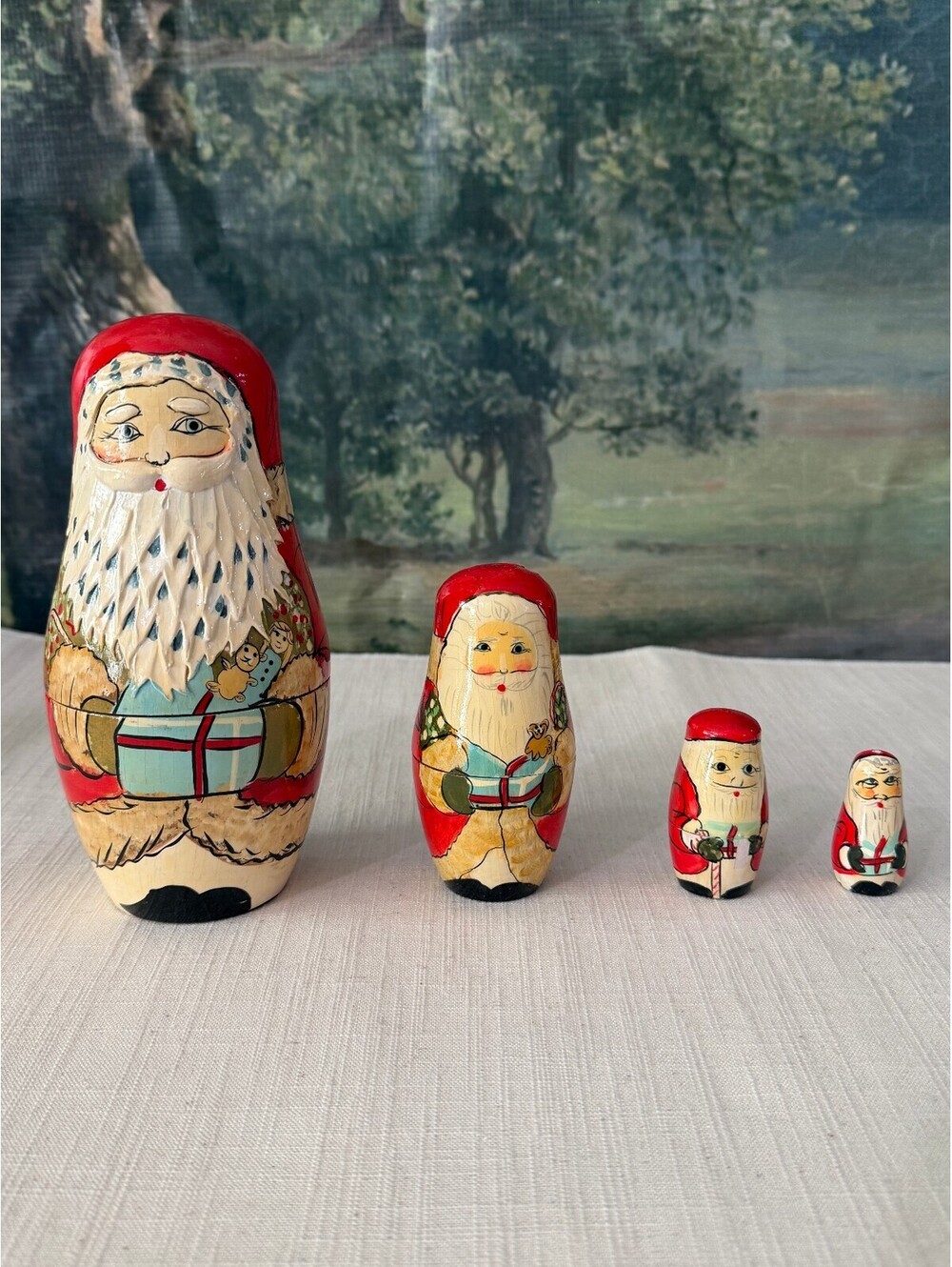 Vintage Santa nesting dolls set